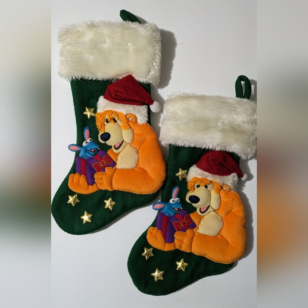 Vintage Disney Store Bear In The Big Blue House Christmas Stockings Plush Tutter